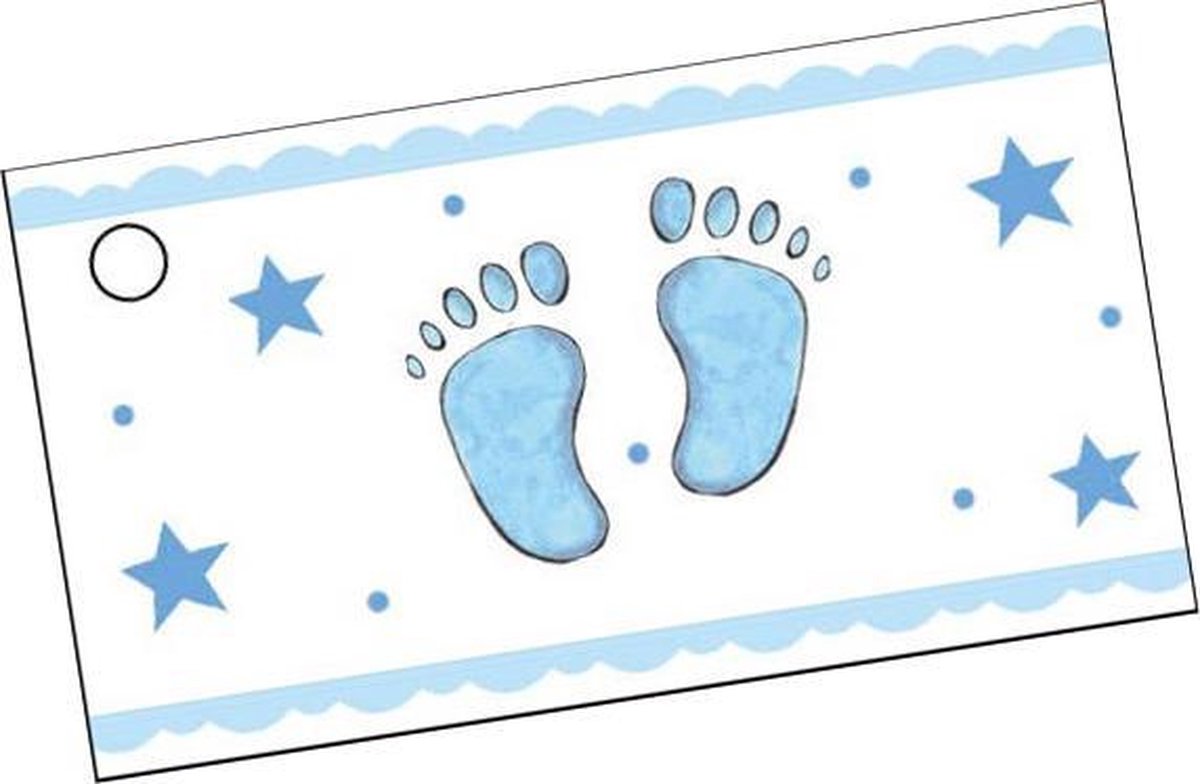 HOBI - 10 papieren etiketten met blauwe voeten - Decoratie > Kaarten